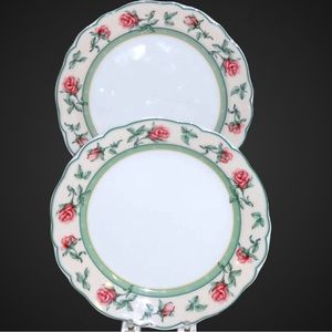 Set of 2 Wedgwood English Cottage Collection Rose Pattern Salad Plates